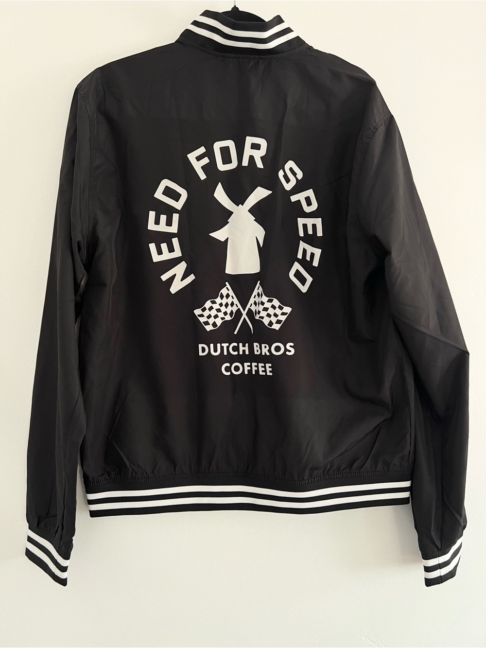 Dutch Bros MEDIUM Black Retro Zip Up Lightweight Jacket “Need For Speed” DB 1992